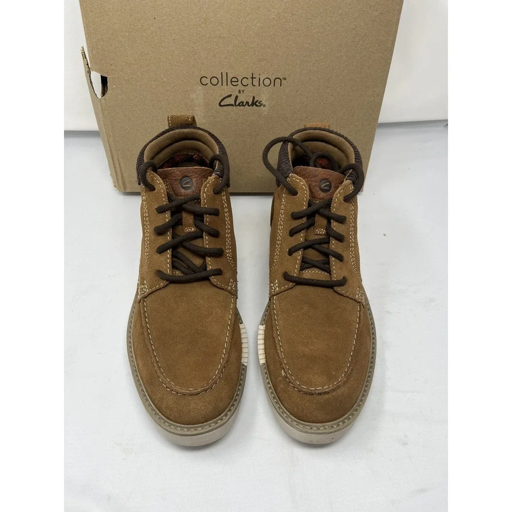 Clarks Men's Barnes Mid Boot Cola Suede Fabric Suede Size 8.5 8 1/2 New w/‎ BOX